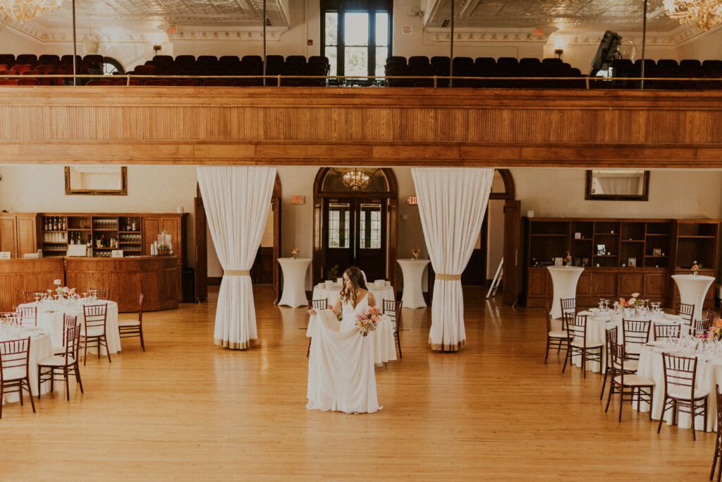 Bride at reception at Historic German House Rochester NY