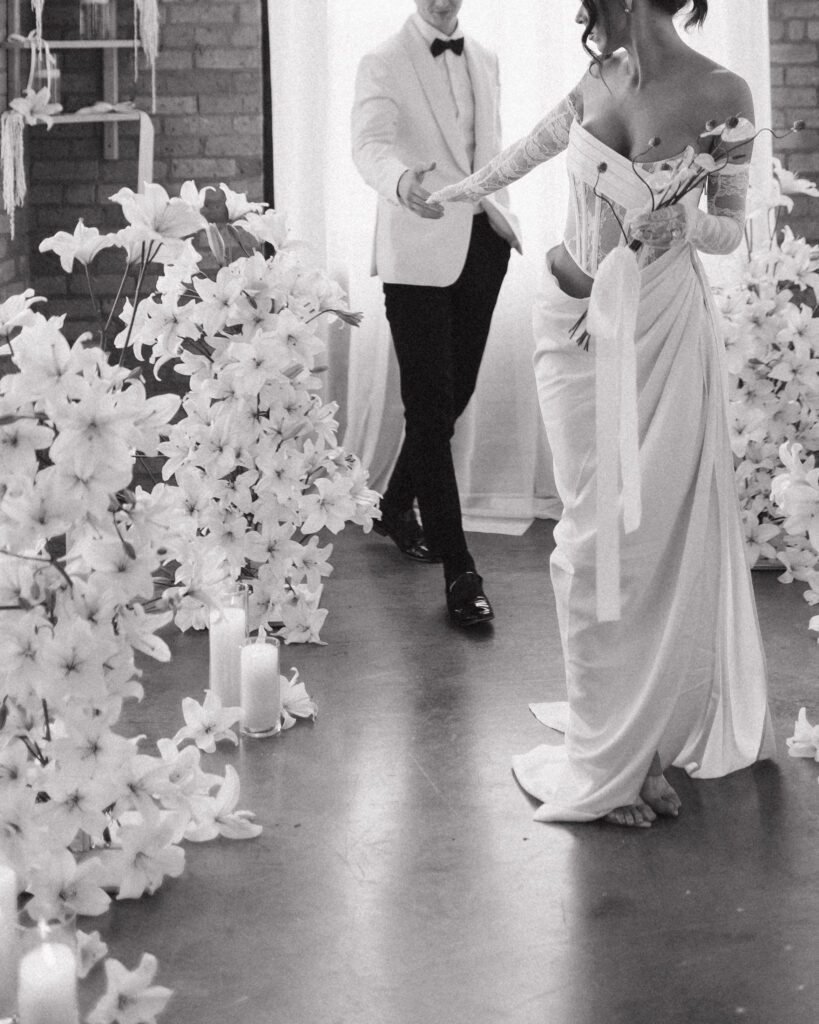 Bride and Groom at Rochester Venue Bloom Studio